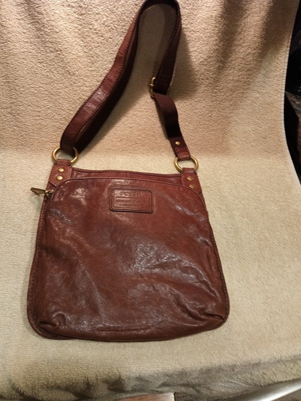 Vintage Fossil Bag Long Live Vintage Made 1954 Distressed Brown With Gold... gallery