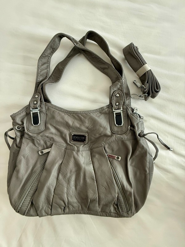 Scarleton Los Angeles Genuine Leather Large Shoulder and Hand bag, Grayish color