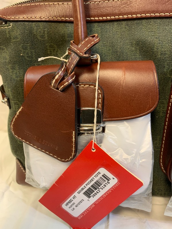 DOONEY BOURKE ~ Signature Double Pocket Tote HP65C HT Hunter Colored Fabric NWT gallery