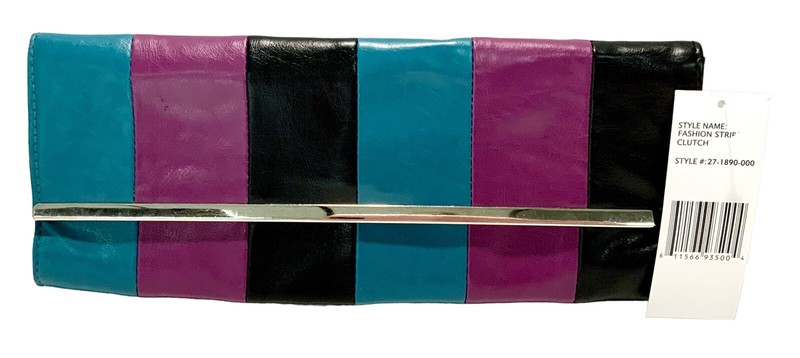 Bonita Bags New York Womens Clutch Handbag Color Block Stripe, Minor Blemish