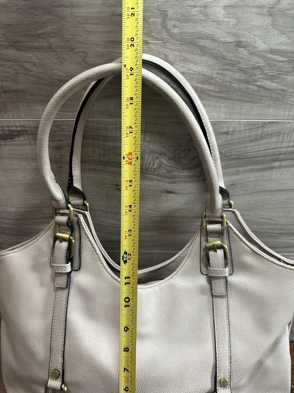 Mathew + Julian Beige Faux Leather Tote Shoulder Bag Large Zip Top Purse gallery