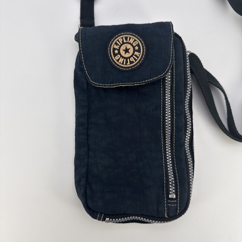 Kipling Crossbody Bag Small Blue Nylon Purse 9in X 6in Rectangular Travel Pouch