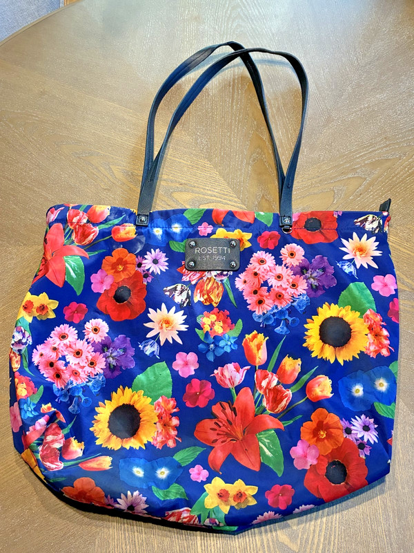 Rosetti Zipper Medium Floral Tote Shoulder Bag, 15″x12″x5″
