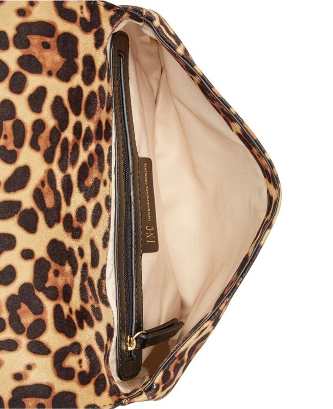 Inc Luci Double Envelope Crossbody Black Leopard Gold gallery