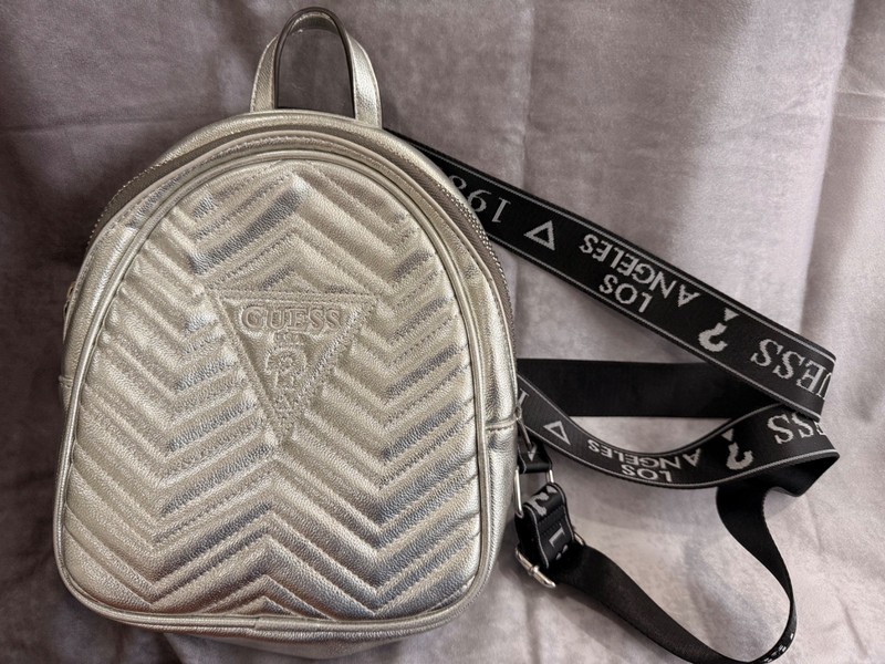 GUESS Women’s Silver Metallic Backpack