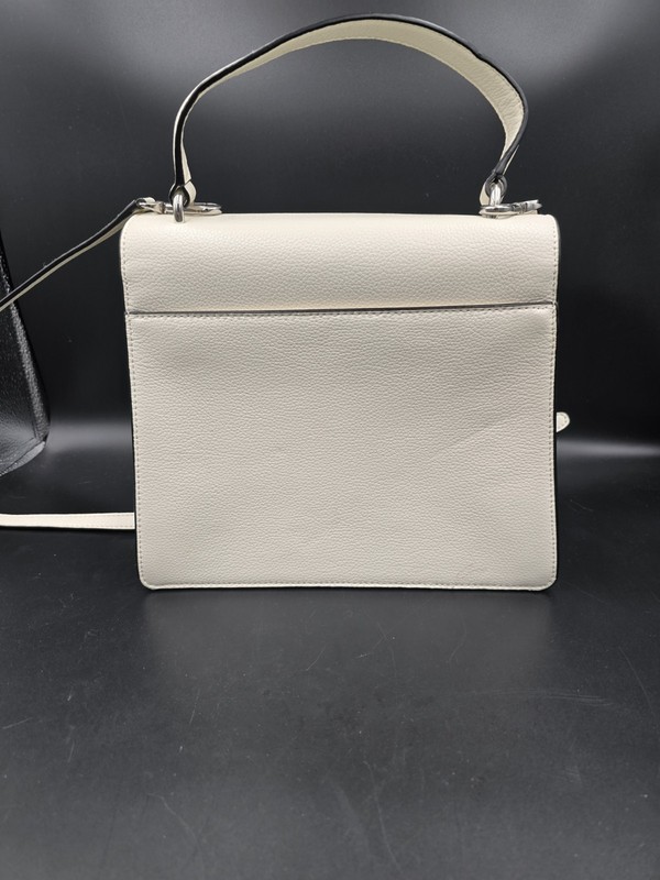 New DKNY White Whitney Top Handle Pebbled Leather Zip Satchel 10" W 8.5" H 3" D gallery