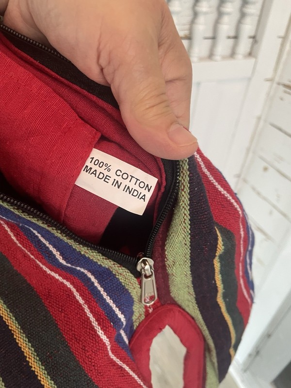 Tribe Azure colorful striped zips up middle purse 100% cotton fresh produce bag gallery