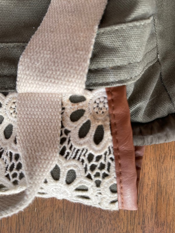Olive Rucksack Floral Stitched Top Backpack School Travel gallery