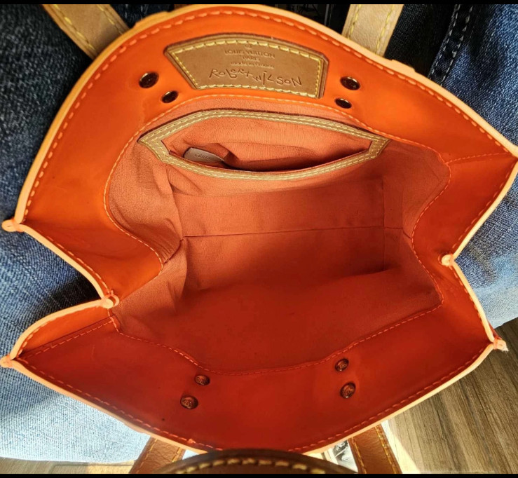 LOUIS VUITTON HANDBAG LEAD PM FLUO ROBERT WILSON M91088 VERNIS ORANGE TOTE gallery