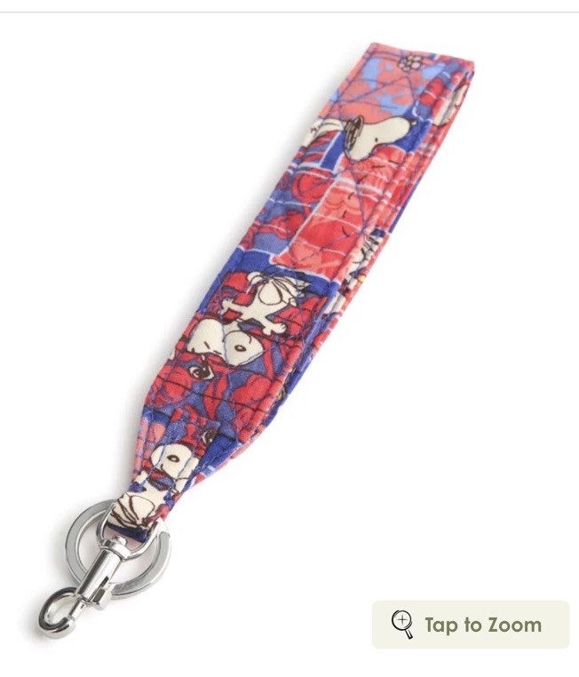 NWT NEW Vera Bradley X Peanuts Snoopy’s House Wide Wristlet Strap Keychain