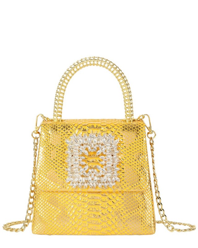 Tiffany & Fred Paris Embossed Mini Leather Satchel Women’s Gold