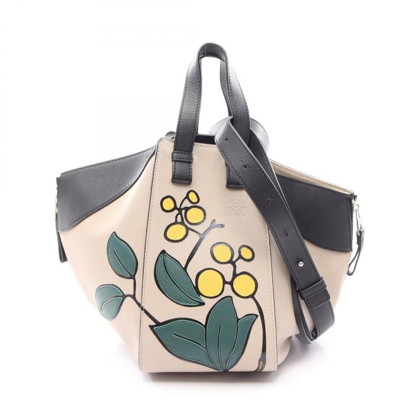 LOEWE Bag: Hammock Small Herbarium Beige/Black A538S35X34 W14H25D27cm w/strap;