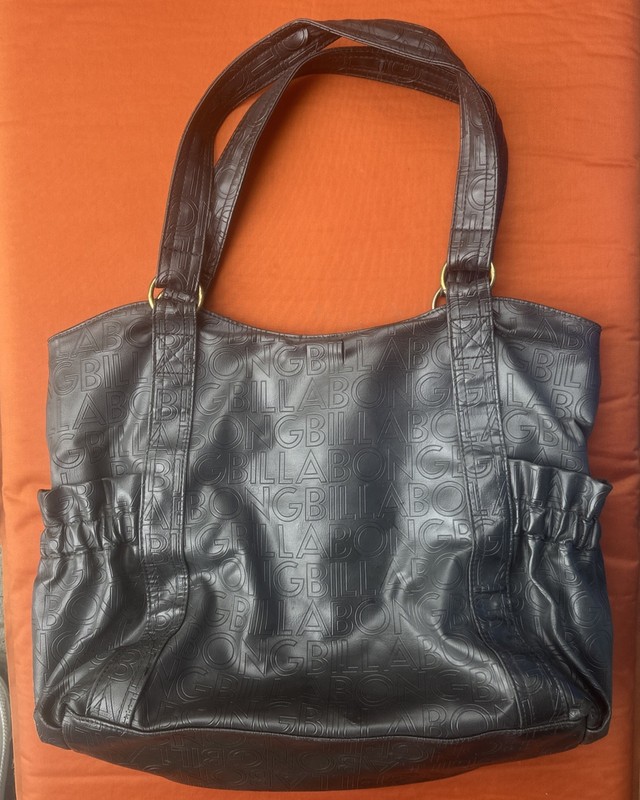 Billabong Trendy Faux Leather Large Purse Y2K 15” W x 12” H Cupholders Boho AA gallery