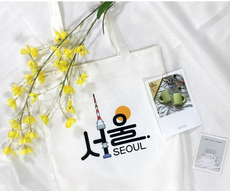 K-Culture Seoul Korea Canvas Eco Bag Hangul Tote Bag Shopping Travel Souvenir