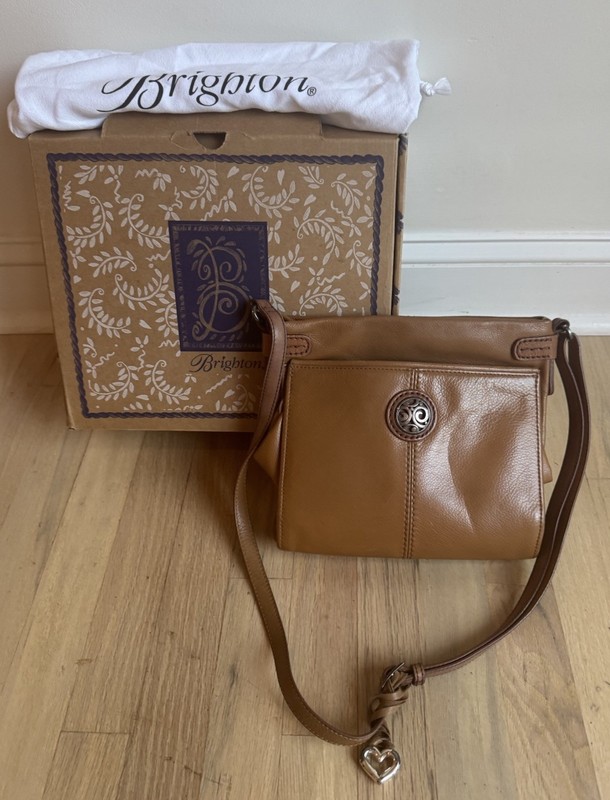 BRIGHTON London Groove Sadie Crossbody Purse Camel Brown Leather Shoulder Bag