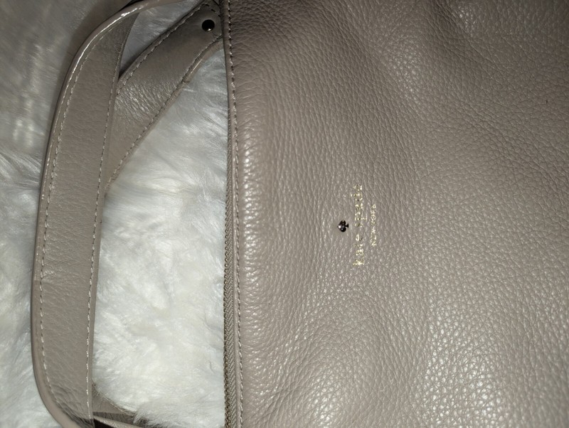 Kate Spade Large Grey/Oyster/Taupe Pebble Leather Shoulder Bag Kori Purse gallery