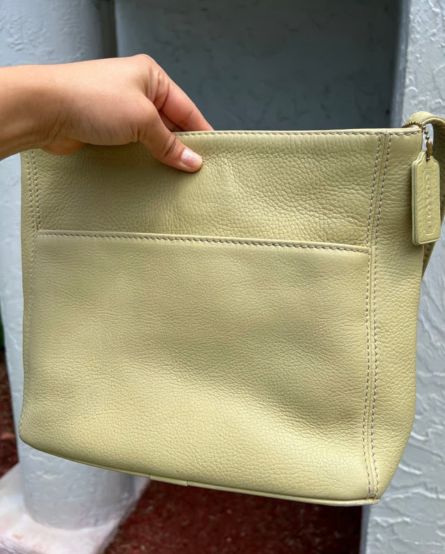 Coach Vintage Sonoma Pocket Zip Natural Grain Pebbled Leather Lime Green 4924 gallery