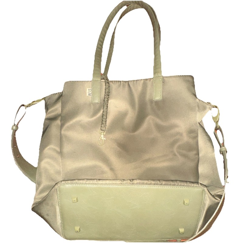 BEIS The Commuter Tote Olive Laptop Work Travel Bag Removable Strap