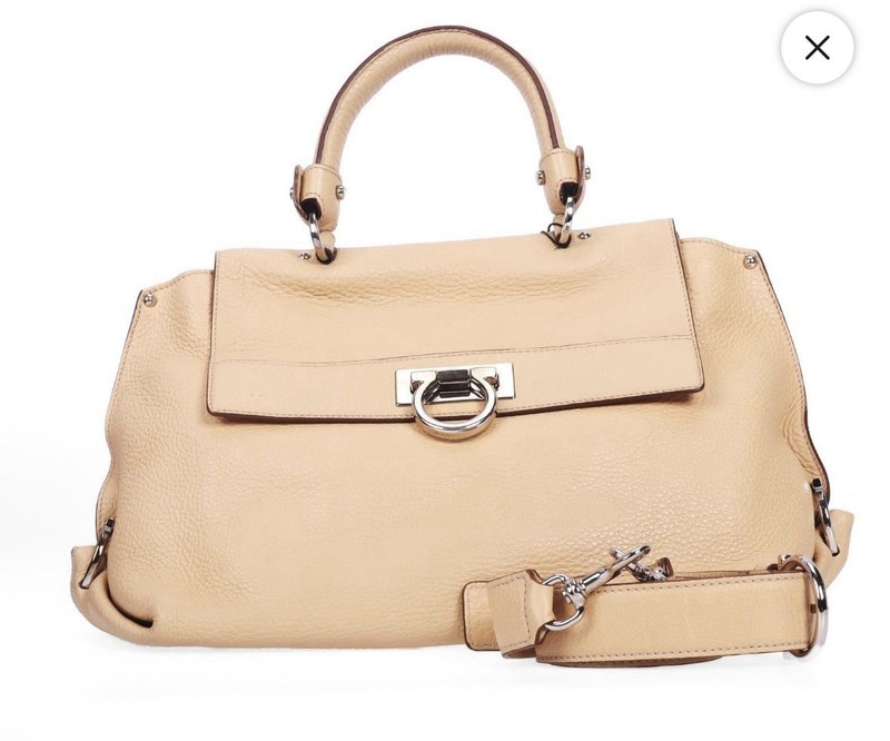 Salvatore Ferragamo Sofia Satchel Leather Beige Bag