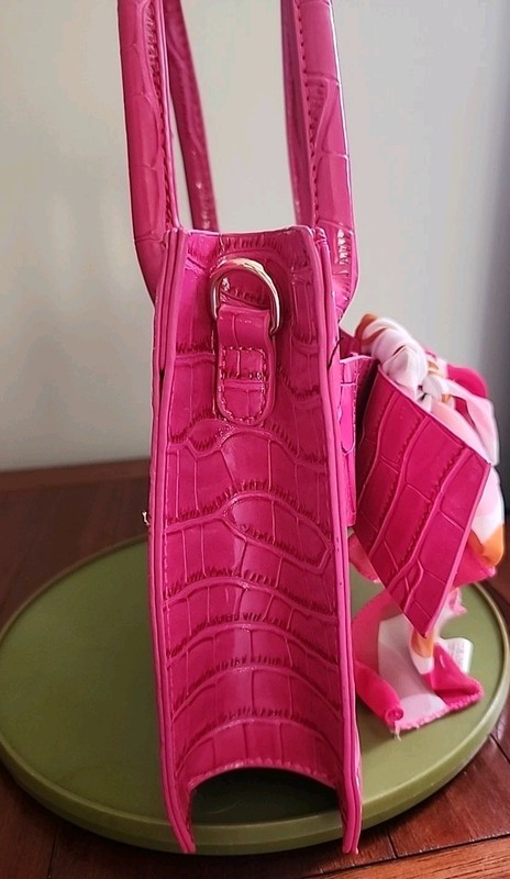 Clutch Purse Women Shoulder Handbag Hot Pink Bow Sweet Underarm Mini Bag 10x8x4" gallery