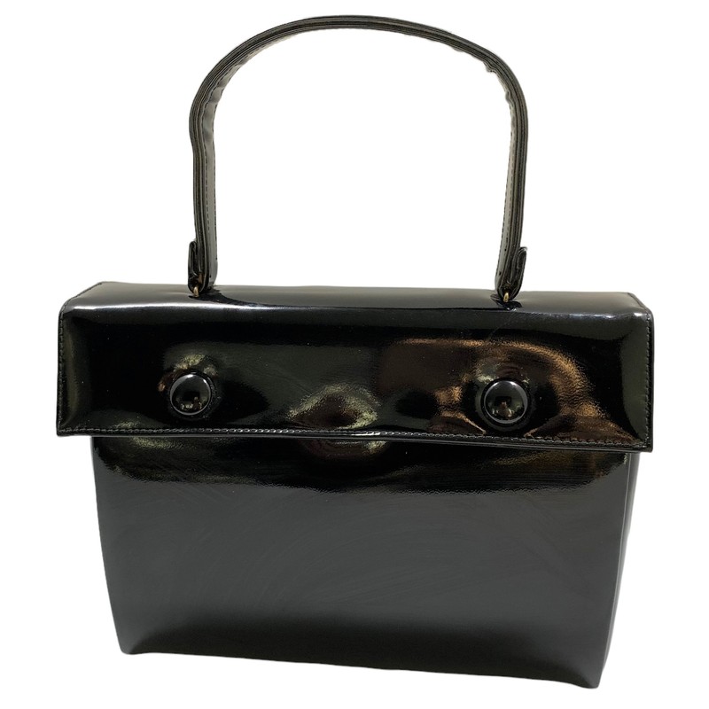Vintage 1950’s Mel-Ton Black Patent Leather Structured Box Handbag Mrs Maisel