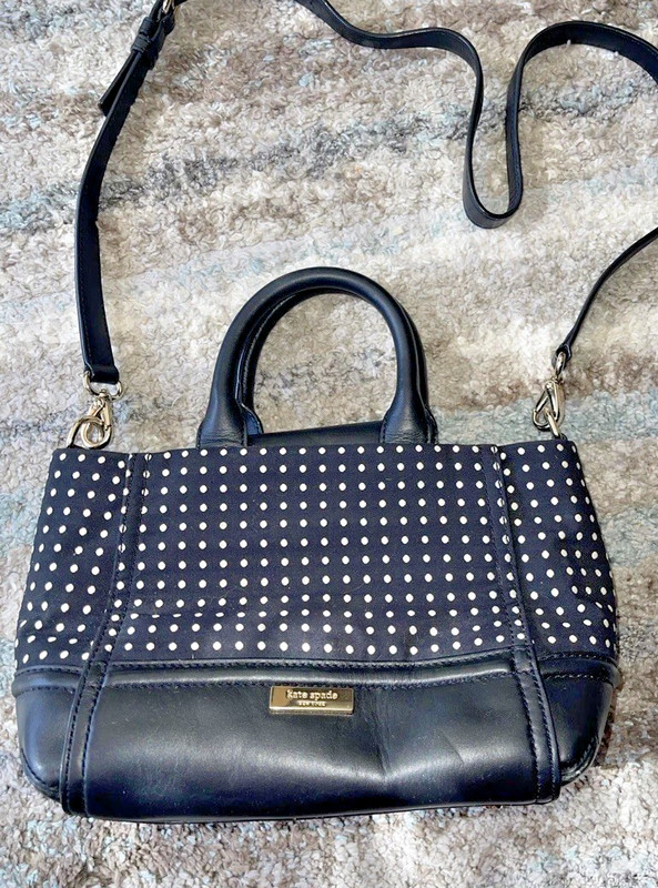 Kate Spade Chelsea Park Gigi Satchel Shoulder Crossbody Purse in Blk White Dots