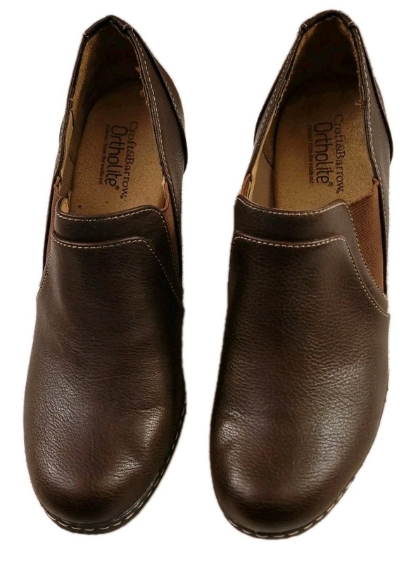 ORTHOLITE By Croft & Barrow Women's Leather Ankle Boots Brown Comfort Casual 6M gallery