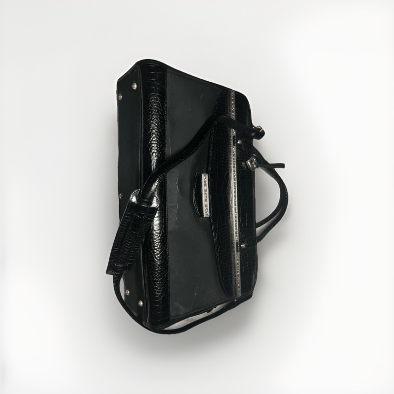 Brighton for Business Black Multi Pocket Canvas and Leather Laptop Tote Bag Rare gallery