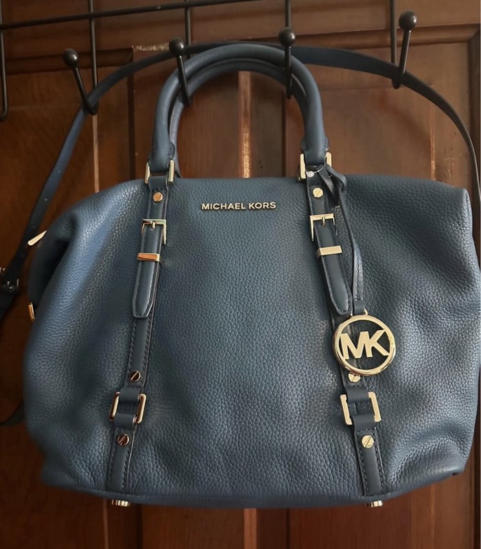 NWT Michael Kors Chambray blue handbag Bedford Legacy pebbled leather satchel