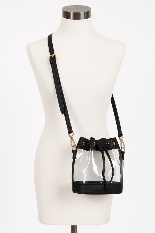 UNNI Transparent Clear Color Trim Stadium Approved Crossbody Shoulder Bucket Bag gallery