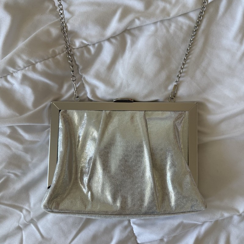 Silver Clutch With Chain