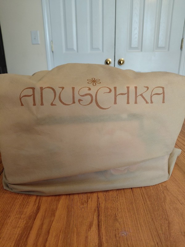 Anuschka Hand-Painted Pink Floral Satchel Zip, Detachable Strap, Dust Bag