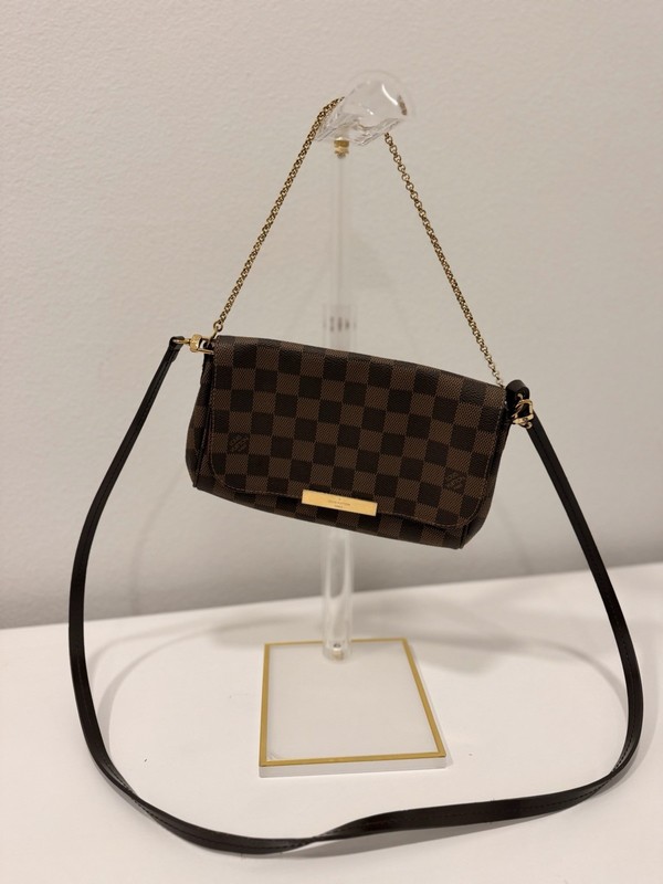 Louis Vuitton Favorite PM Damier Ebene Brown Canvas Crossbody Bag w/ Box & Strap