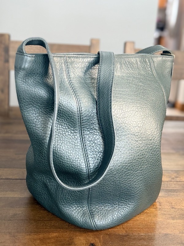 COACH Vintage Ivy Green Sonoma Duffle Bucket crossbody XL Leather Purse 4916