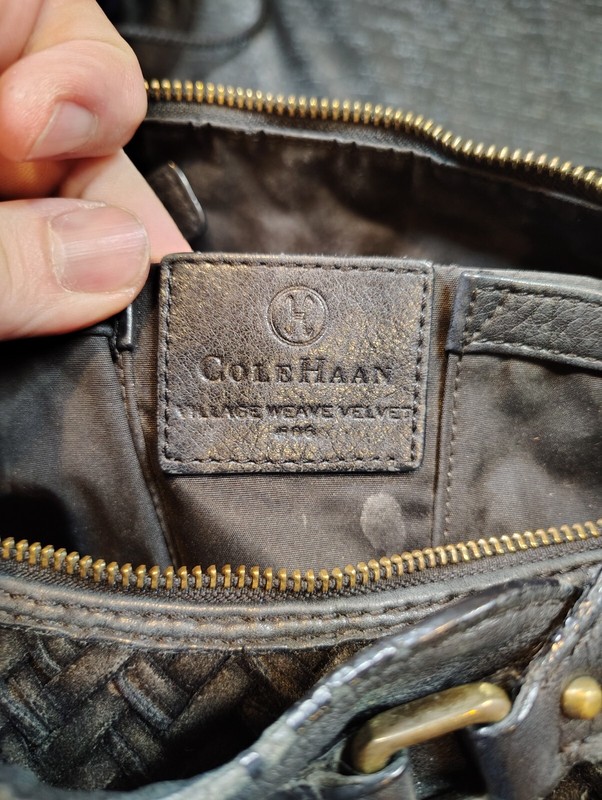 Cole Haan, Village Weave, Black Velvet/Leather, Boho, Shoulder Bag Purse. gallery