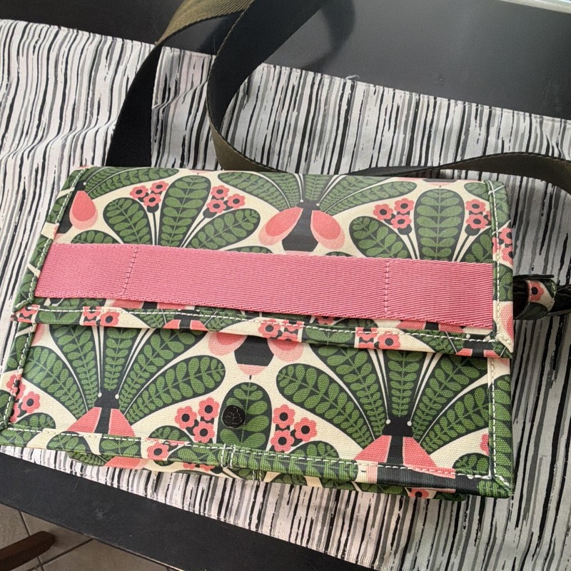 Orla Kiely Multicolor Floral Zip Crossbody Bag Adjustable Strap Silver Hardware