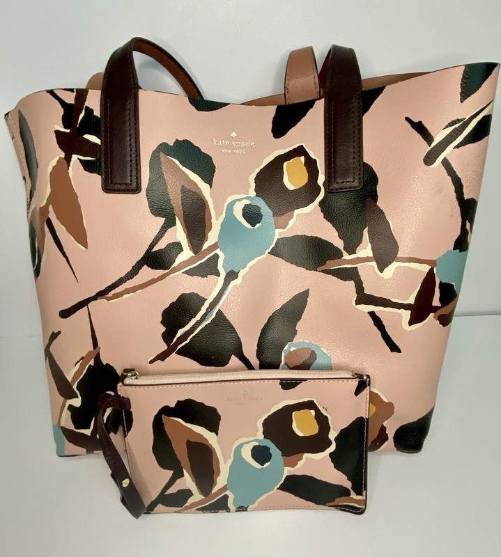 Kate Spade Reversible Pink Floral Tote with Wallet