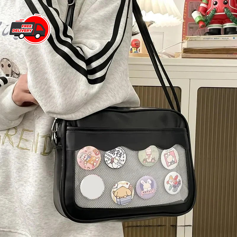 Harajuku Ita Bag for Women PU Transparent Pocket Itabag High School gallery