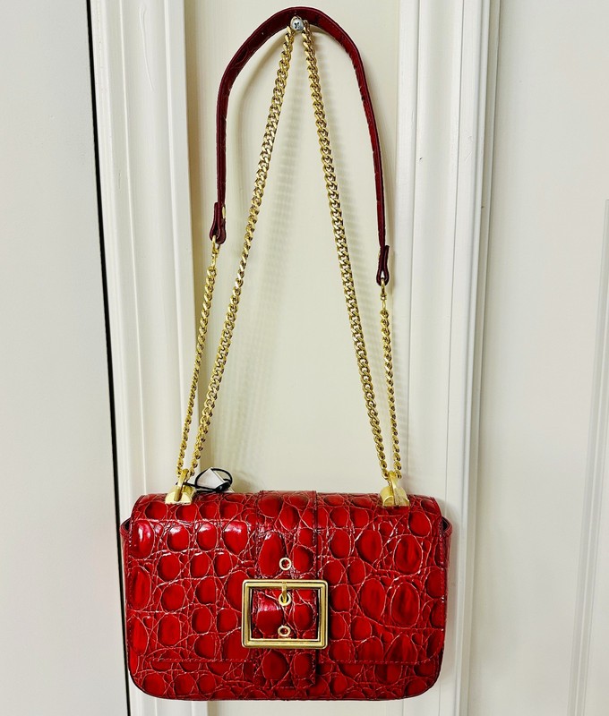 BRAHMIN Sriracha Vanderbilt Collection Rosa Belt Buckle Crossbody Bag