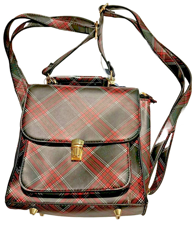 Madden Girl Red & Black Plaid Mini Backpack NWT 9×8