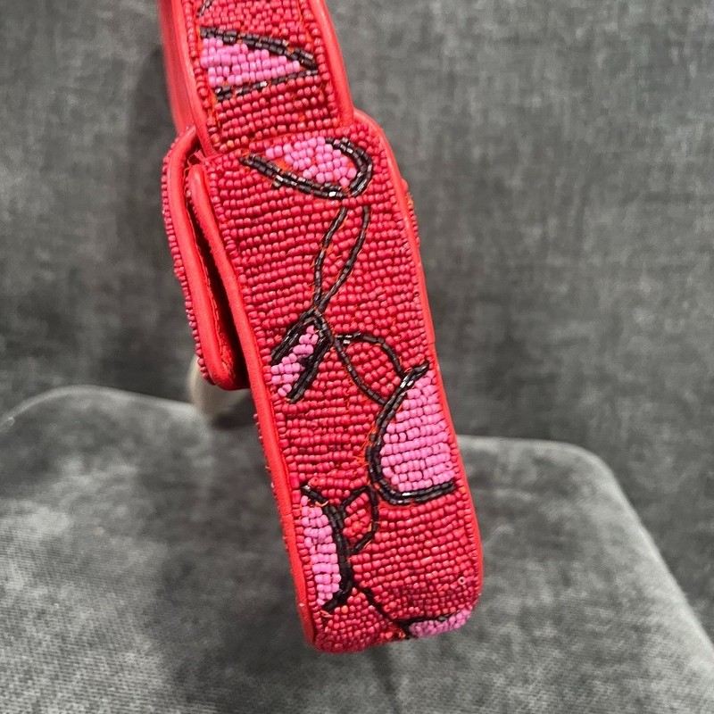 STAUD Tommy Beaded Shoulder Bag in Cherry Abstract Wave gallery