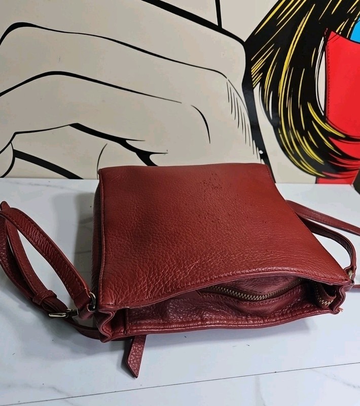 Talbots Brick Red Leather Small Crossbody Purse 8x8x2