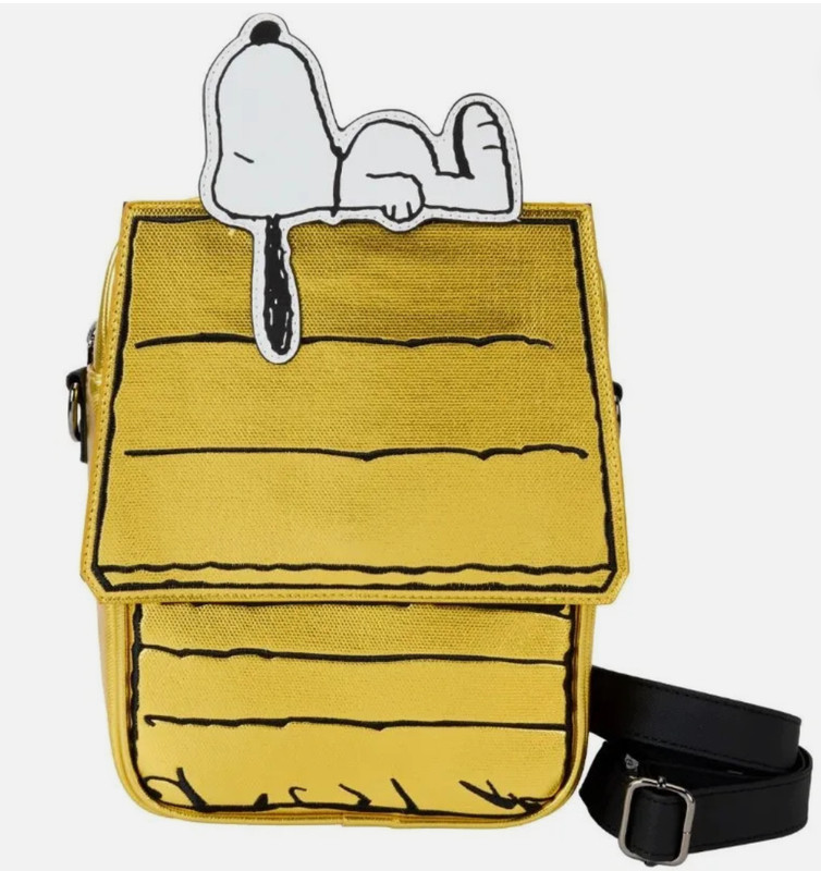Loungefly X Peanuts 75th Anniversary Snoopy Doghouse Crossbody Bag Metallic NWT