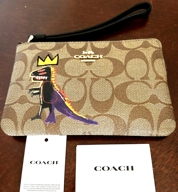 Coach X Jean Michel Basquiat Rexy Corner Zip Wristlet Phone Case New with Tags