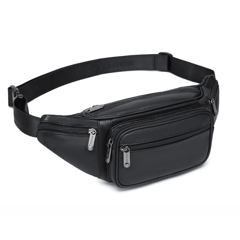 Genuine Leather Fanny Pack/Waist Bag/Organizer with Adjustable Belt, Multiple...