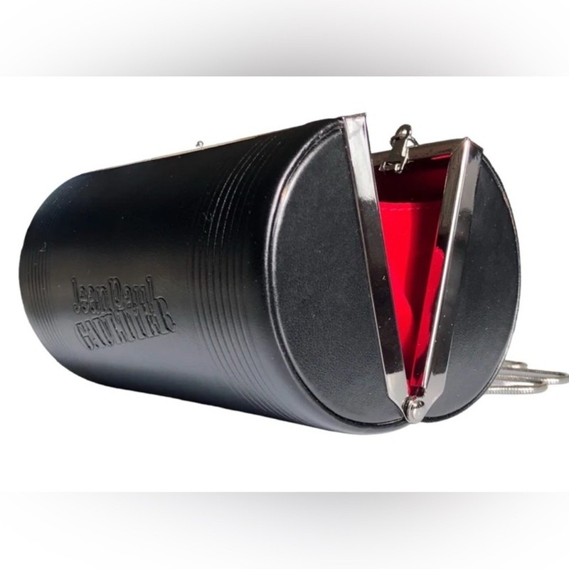 Jean Paul Gaultier black cylinder cross body bag faux leather used