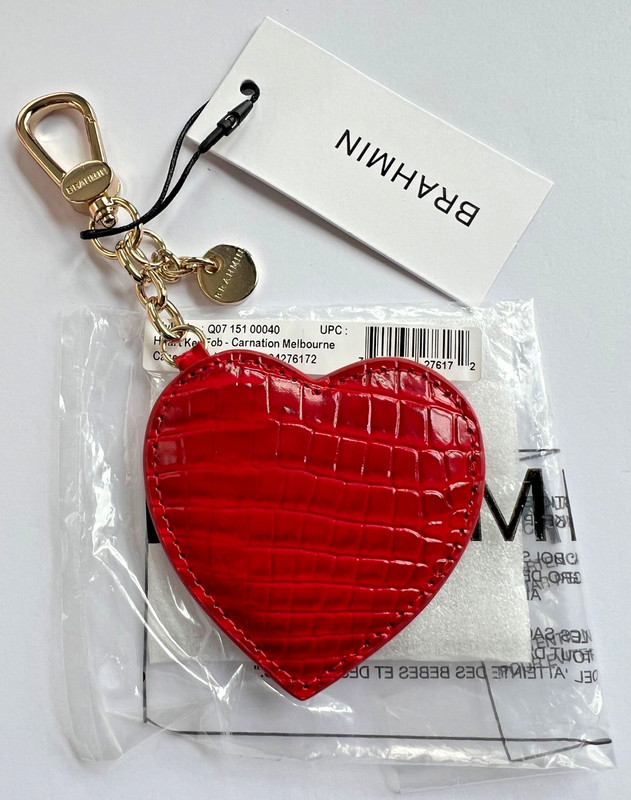 ❤️😍❤️ NWT Brahmin Carnation Red Leather Heart Purse Charm Tassel Key Fob ❤️😍❤️