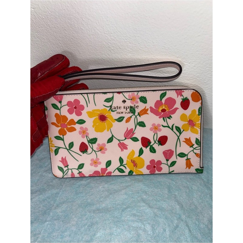 kate spade Floral & Strawberry Print Wristlet in Pink, Yellow, Green, Red gallery