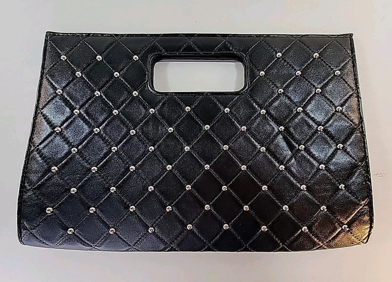 Y2k Grunge Portfolio Envelope Beaded Clutch Faux Leather Goth Emo Biker Chic