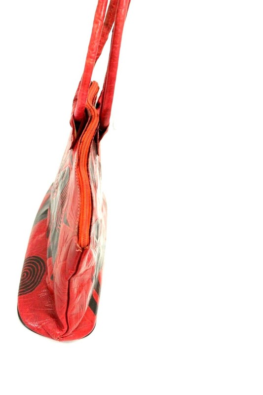 Elephant print hand painted leather Purse handbag Cool Shape Red Black gallery